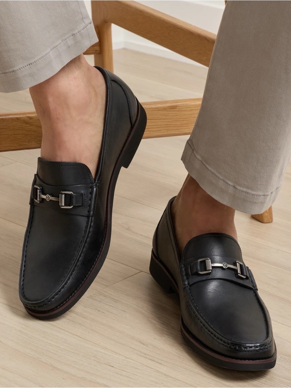Peter Millar Leather Bit Black Leather Slip On Men's Loafers Shoes